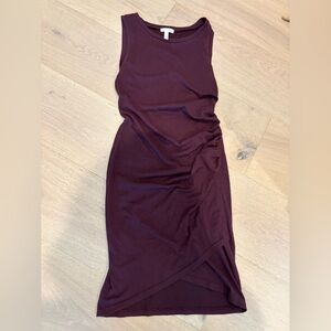 Leith Deep Burgundy ruched body con dress